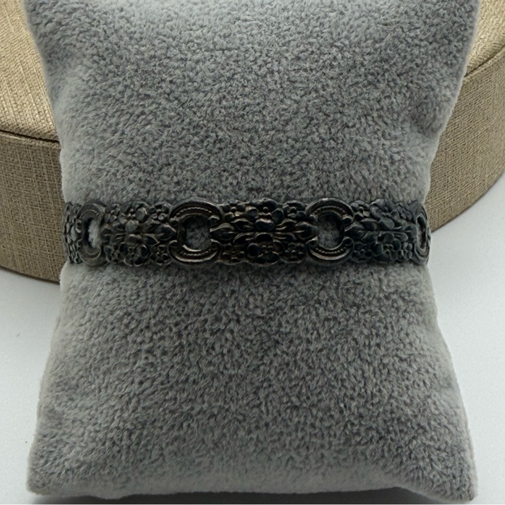 Oneida Spoon Silver Tone Floral Bracelet